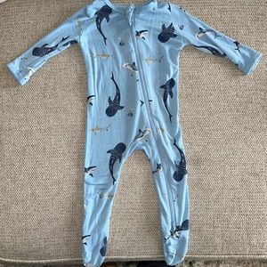 Kyte baby blue sharks onesie footie